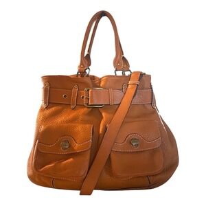 Cole Haan Cognac Leather Belt-Detail Shoulder Bag